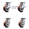Service Caster 6 Inch Polyurethane Caster Set with Roller Bearing 4 Swivel Lock and 2 Brake SCC SCC-35S620-PPUR-SLB-BSL-2-BSL-2 - alternate 1